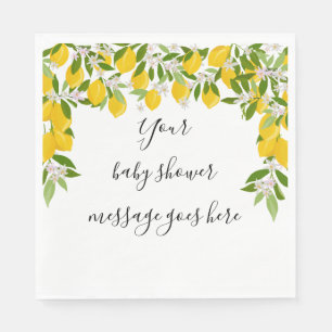 Lemons Blossom Greenery Baby Shower Message Napkin
