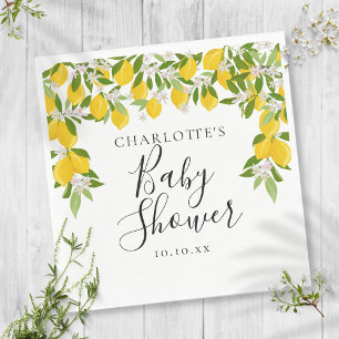 Lemons Blossom Greenery Baby Shower Napkin