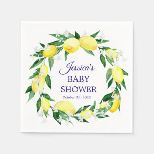 Lemons Blossom Greenery Baby Shower Paper Napkin