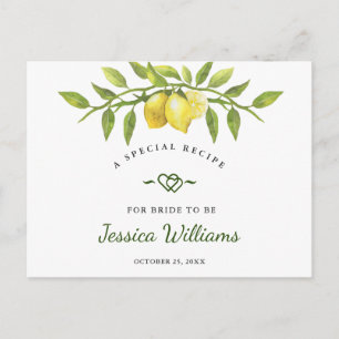 Lemons Blossom Greenery Bridal Shower Recipe Card