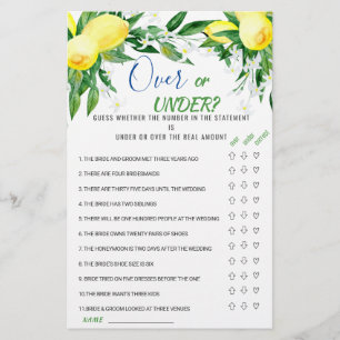Lemons Blossom Greenery Chic  Bridal Shower Game
