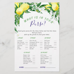 Lemons Blossom Greenery Chic Bridal Shower Game