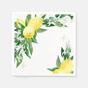 Lemons Blossom Greenery Chic Party Paper Napkin