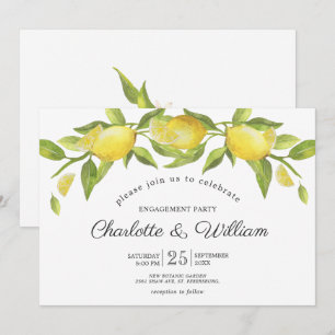 Lemons Blossom Greenery ENGAGEMENT PARTY Invitation