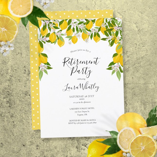 Lemons Blossom Greenery Floral Retirement Party Invitation (Lemons Blossom Greenery Floral Retirement Party Invitation)