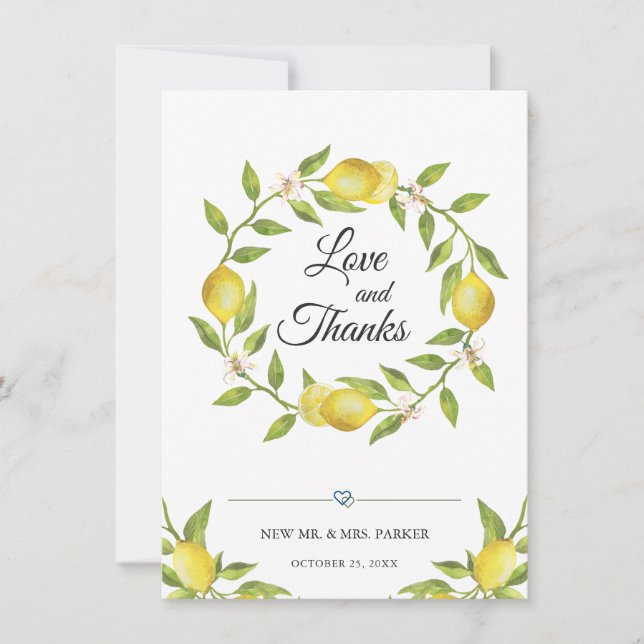 Lemons Blossom Greenery Floral Thank You (Front)