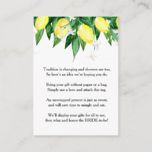 Lemons Blossom Greenery Gift Bridal Shower Enclosure Card