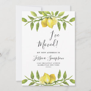 Lemons Blossom Greenery Moving Announcement Cards
