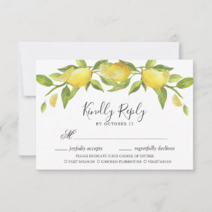 Lemons Blossom Greenery RSVP Card with Meal Choice