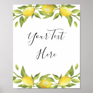 Lemons Blossom Greenery Watercolor Sign