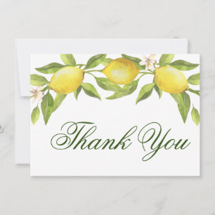 Lemons Blossom Greenery Watercolor Thank You Card