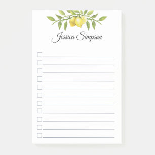 Lemons Blossom Greenery Watercolor To-Do List Post-it Notes