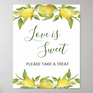 Lemons Blossom Greenery Wedding Dessert Bar Poster