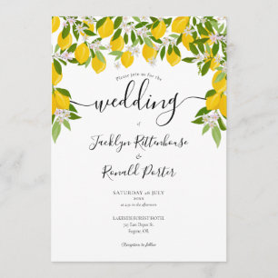 Lemons Blossom Greenery Wedding Invitation