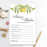 Lemons Blossom  Greenery Wishes & Advice Card<br><div class="desc">Enjoy your bridal shower with these funny games.
Personalise with the bride to be's name and date of shower. 
For further customisation,  please click the "customise further" link. If you need help,  contact me please.</div>