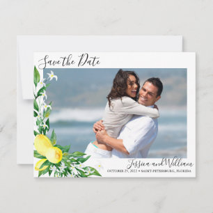 Lemons Blossom Photo Wedding Save the Date Card