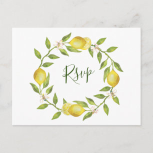 Lemons Blossom Wedding RSVP with Meal Choice Postcard