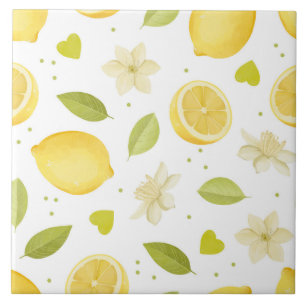 Lemons & Blossoms Watercolor Design Tile
