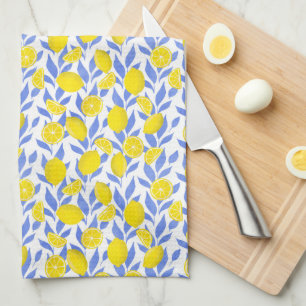 Lemons Blue Mediterranean Tea Towel