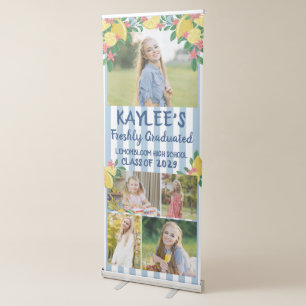Lemons Blue Stripes Freshly Graduated Photos Retractable Banner