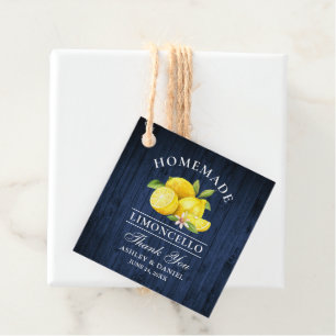 Lemons Blue Wood Limoncello Thanks Square Twine Favour Tags