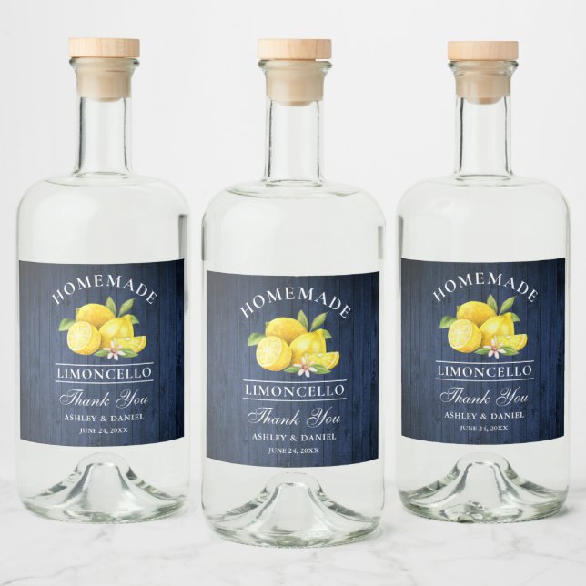Lemons Blue Wood Thanks Limoncello Bottle Labels (Bottles)