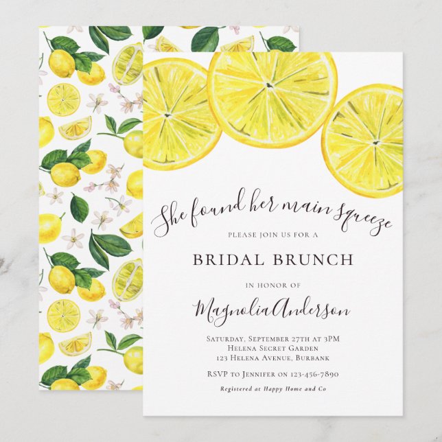 Lemons Bridal Brunch Invitation (Front/Back)