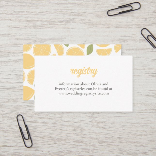 Lemons Bridal Shower Invitation Insert (Front/Back In Situ)