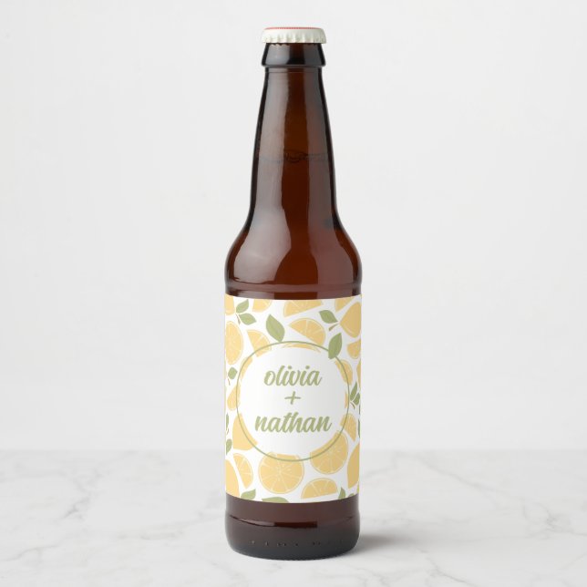 Lemons Bridal Shower or Wedding Personalised Beer Bottle Label (Front)