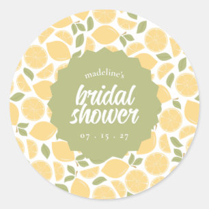 Lemons Bridal Shower or Wedding Personalised Classic Round Sticker