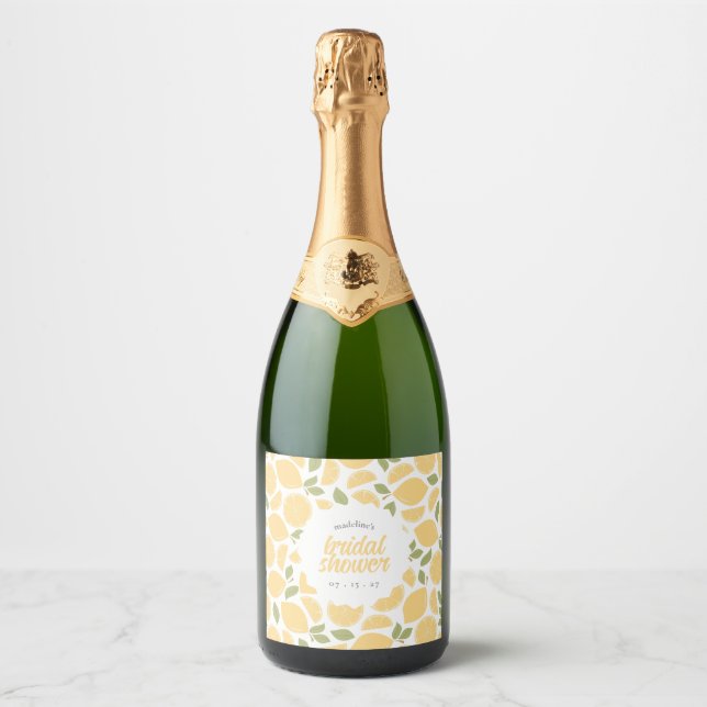 Lemons Bridal Shower or Wedding Personalised Sparkling Wine Label (Front)