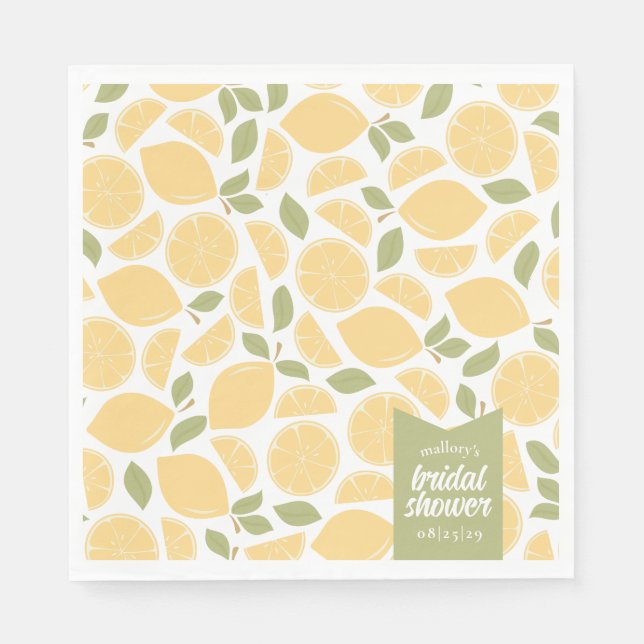 Lemons Bridal Shower Personalised Napkin (Front)