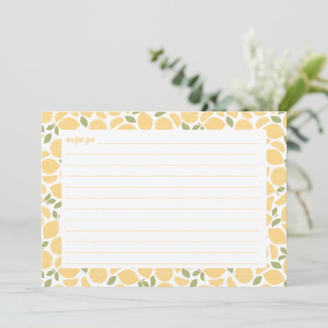Lemons Bridal Shower Recipe Card (Standing Front)
