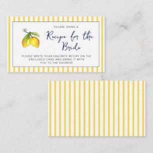 Lemons Bridal shower recipe request card