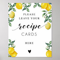 Lemons Bridal Shower sign Recipe cards Here