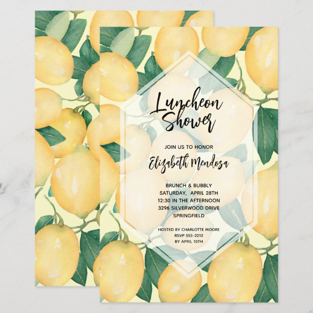 Lemons Budget Bridal Shower Invites (Front/Back)