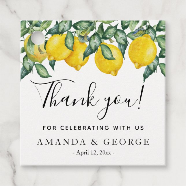 Lemons Calligraphy Favour Tags (Front)