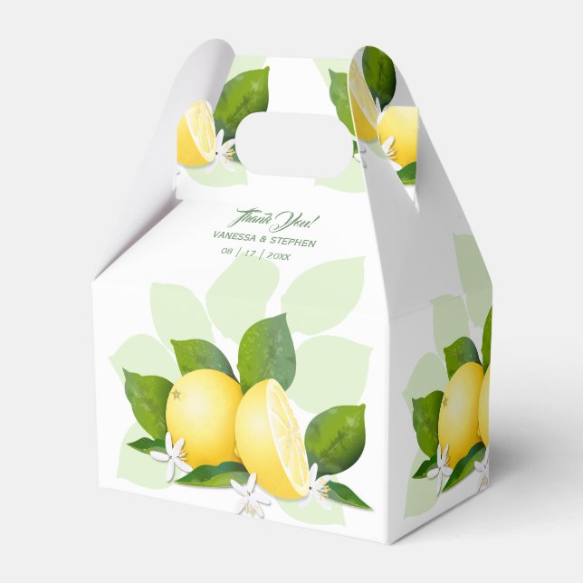 Lemons Citrus Fruit Botanical Favour Box (Front Side)