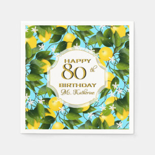 Lemons Citrus Fruit Floral Birthday Party Napkin