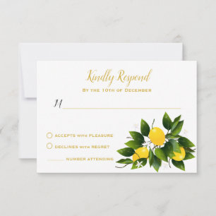 Lemons Citrus Fruit Floral Party RSVP Card