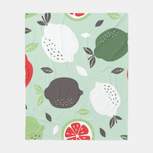 Lemons Citrus Fruits Vintage Wallpaper Fleece Blanket