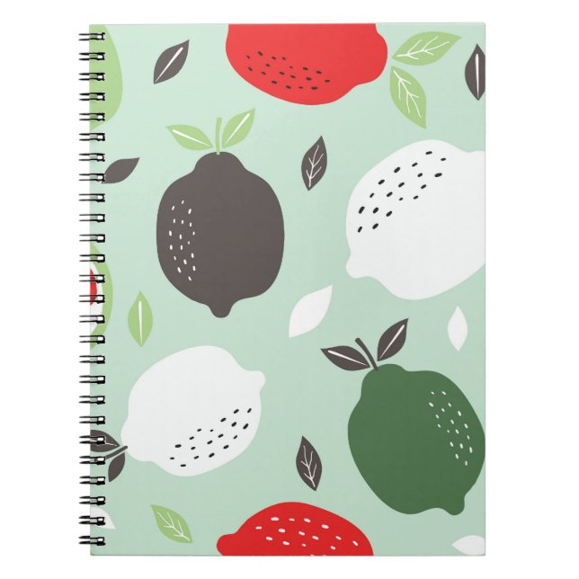 Lemons Citrus Fruits Vintage Wallpaper Notebook (Front)