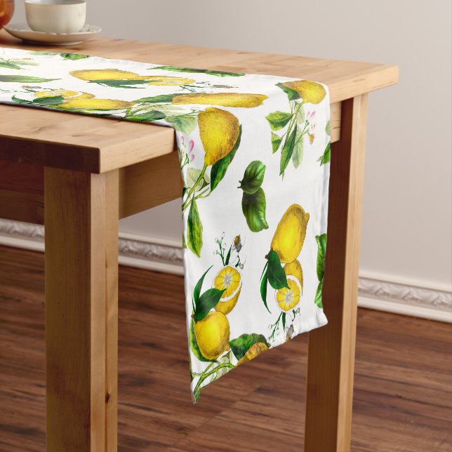 Lemons,citrus,mediterranean art short table runner (In Situ)
