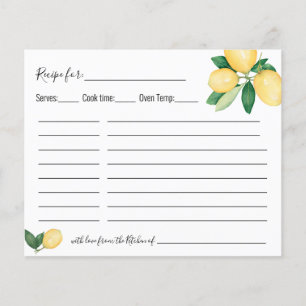 Lemons Citrus Recipe Card Bridal Shower