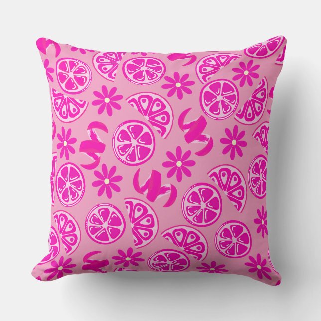 lemons citrus summer lemonade chef pink cushion (Front)