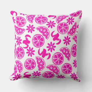 lemons citrus summer lemonade chef pink cushion