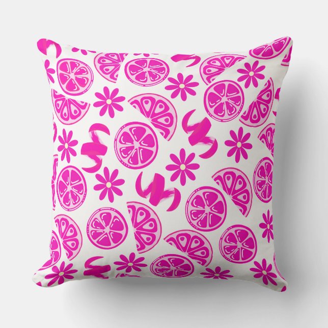lemons citrus summer lemonade chef pink cushion (Front)