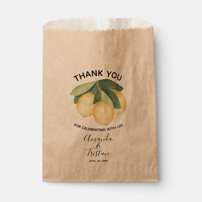 Lemons Citrus Thank You Favour Bags (Front)