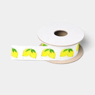 Lemons citrus Yellow Fruits summer pattern Satin Ribbon