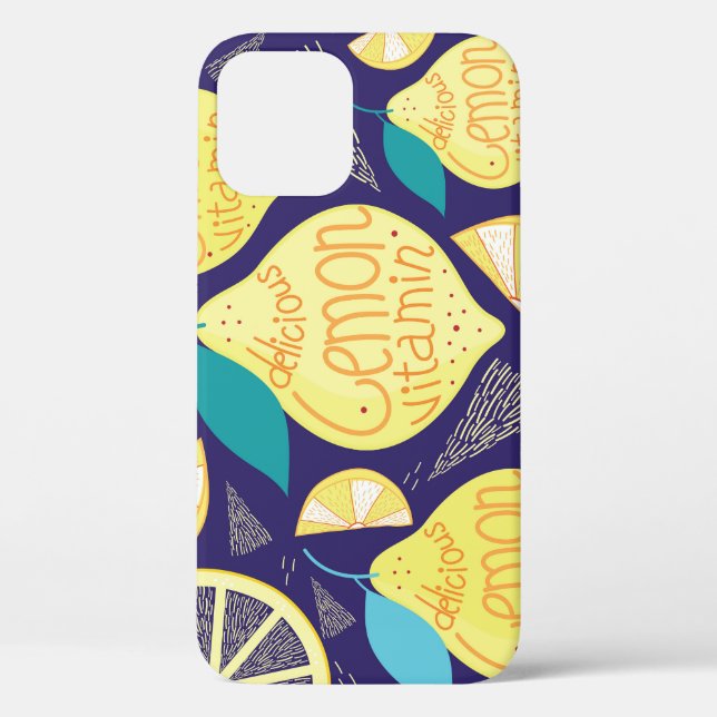 Lemons Cloves: Dark Blue Bright Pattern Case-Mate iPhone Case (Back)